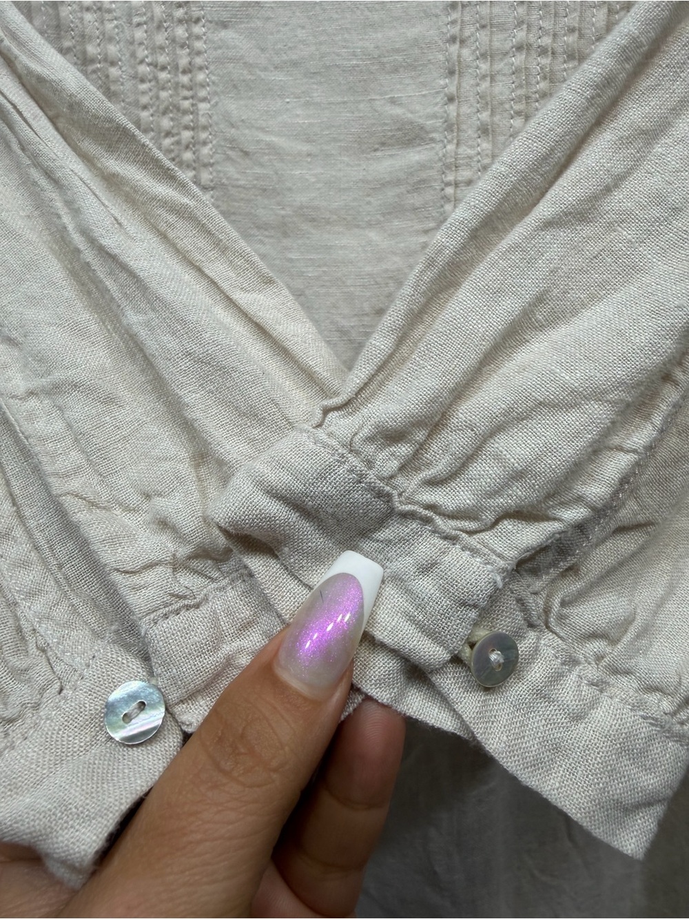 Tahari 100% Linen Cream Lightweight Tunic Size XS - Picture 5 of 10
